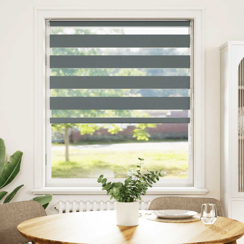 Vidaxl Zebra Roller Blind 100x100 cm støvbredde 95,9 cm mørk grå