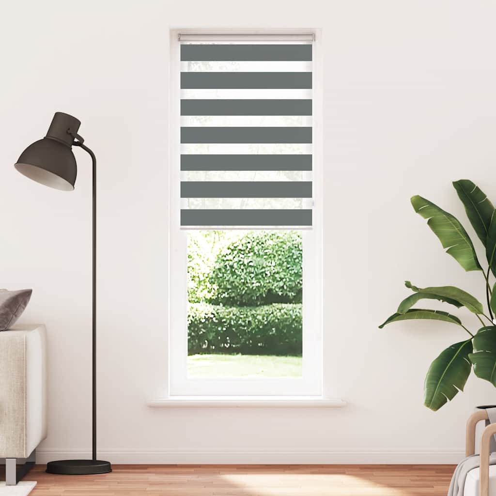 Vidaxl Zebra Roller Slepi 75x230 cm Širina tkanine 70,9 cm temno siva