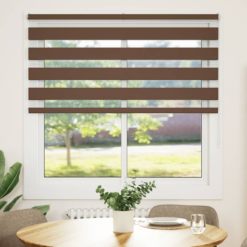Vidaxl Zebra Roller Slepi 140x100 cm Širina prahu 135,9 cm poliestrska rjava