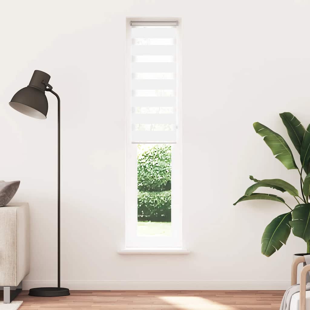 Vidaxl Zebra Roller Blind 45x200 cm ancho de polvo de 40,9 cm de poliéster blanco