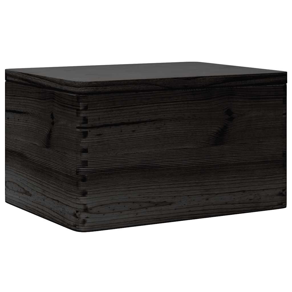 Vidaxl dřevěná krabice s víkem 40x30x23 cm pevná borovice černá