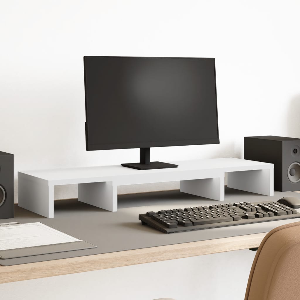 Vidaxl Monitor Standard Justerbar 80x24x10,5 cm Forarbejdet træhvide