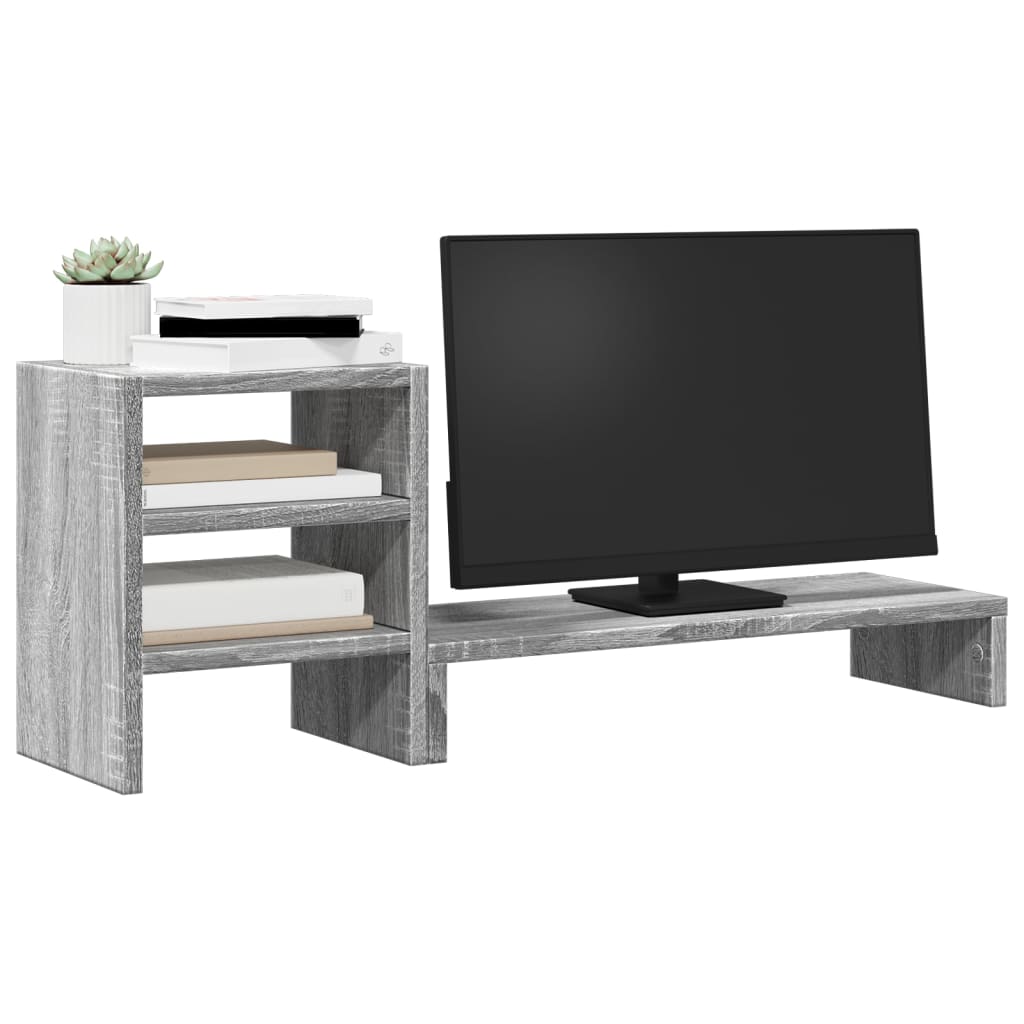 Vidaxl Monitor Stand med Desk-Organizer Prosessed Wood Grey Sonoma