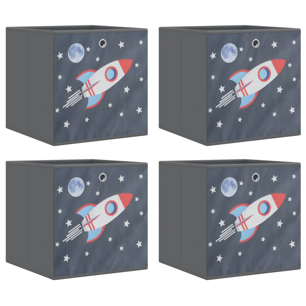 Vidaxl storage boxes 4 pcs foldable 32x32x32 cm Disgued Fabric Gray