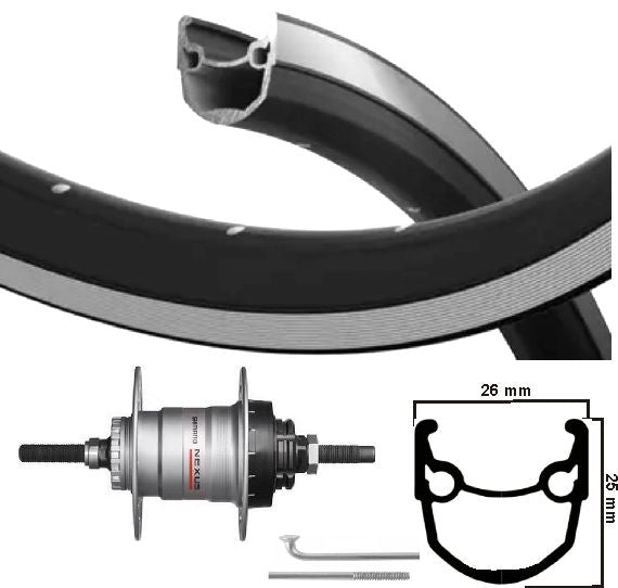 KGS Tylne koło 28 -calowe (622) Stratos Rim Black Srebrny Hub Hamurek Shimano