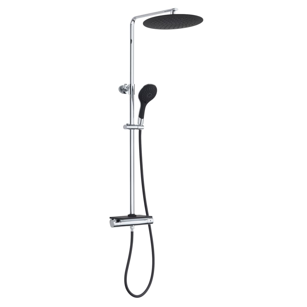 EISL Head shower set with thermostat tap grande vita chrome black