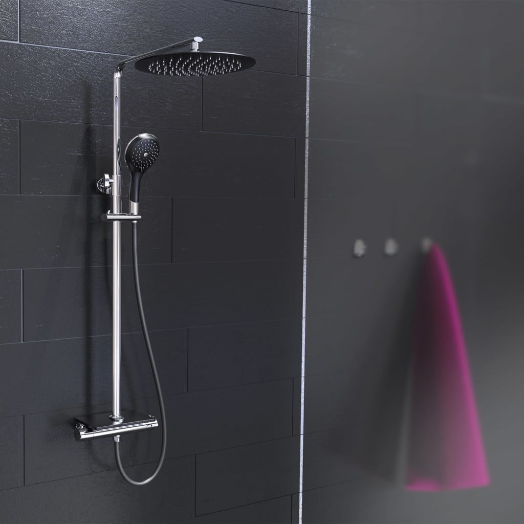 EISL Head shower set with thermostat tap grande vita chrome black