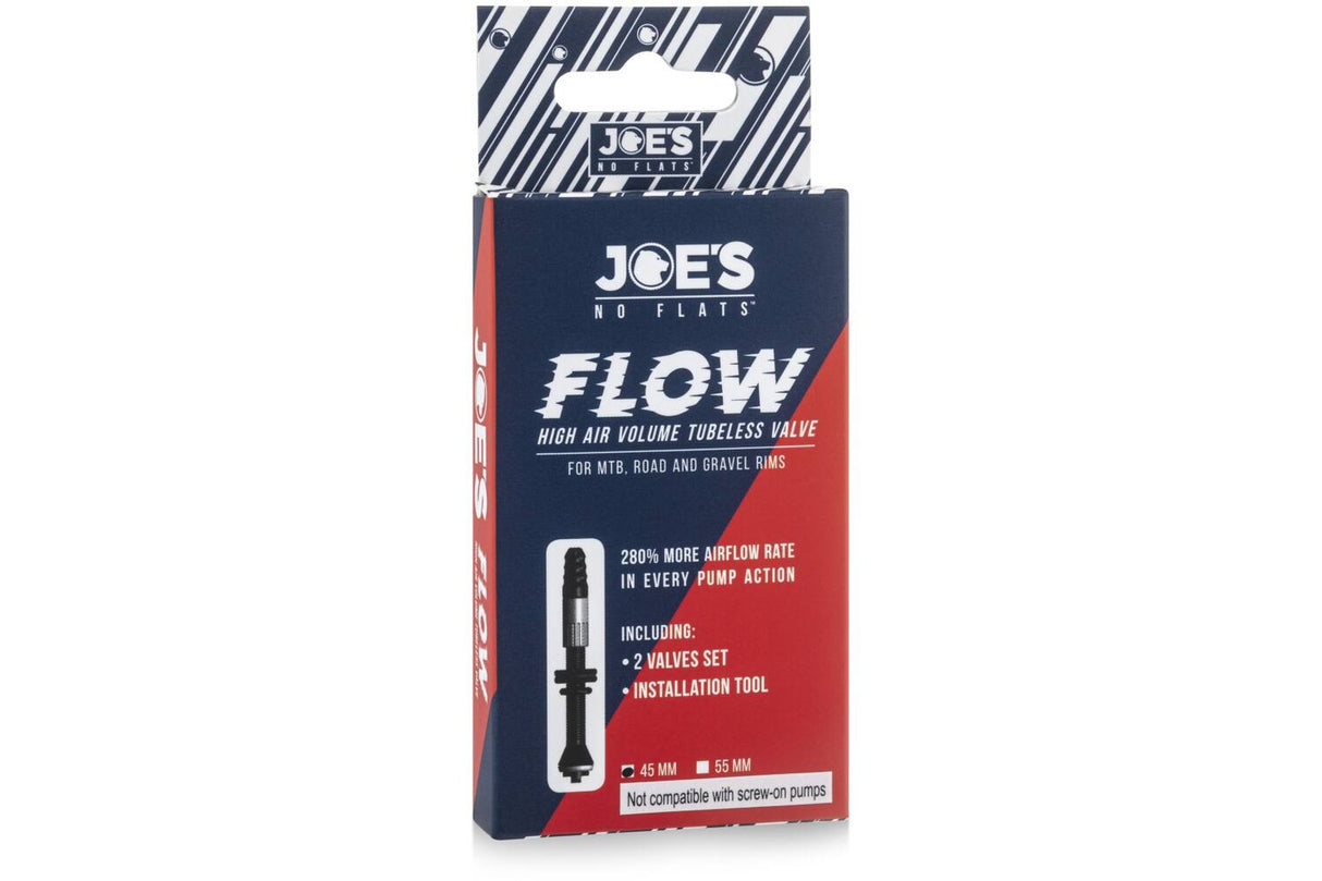 Joe's no flats - tubeless ventiel flow high air volume 45mm 2 stuks