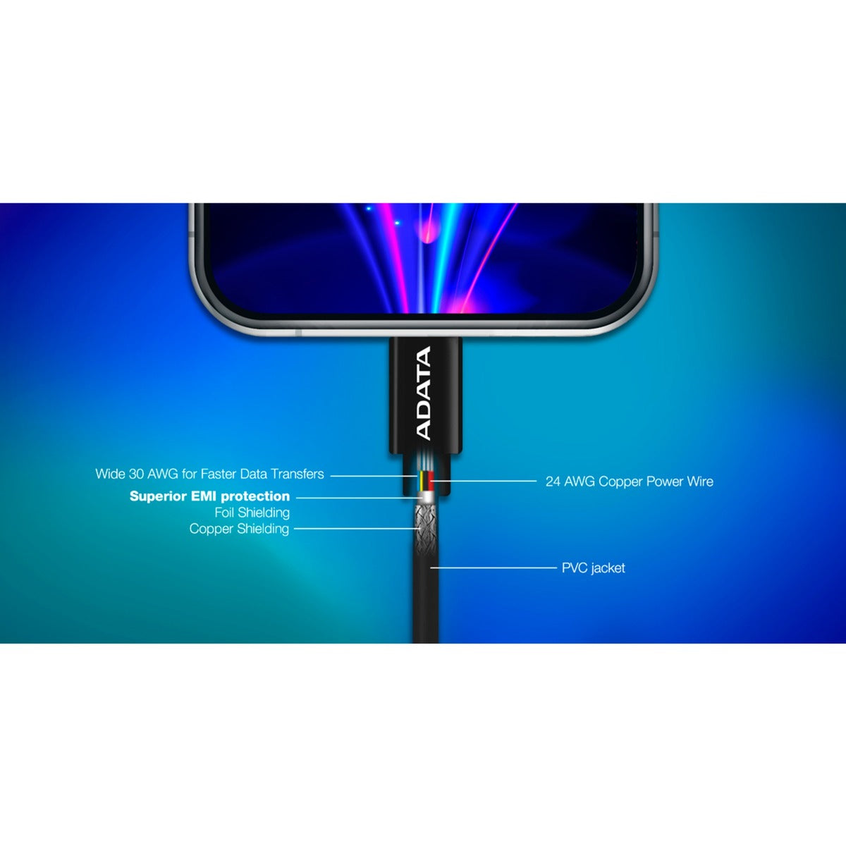 Adata Adata USB 2.0 polnilni kabel, USB-C do strele