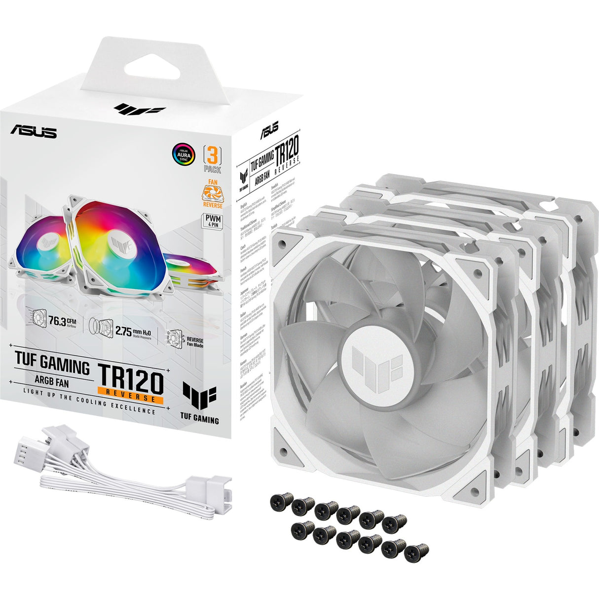 Asus Tuf Gaming TR120 Argb Reverse Fan Pack, 3 pieces