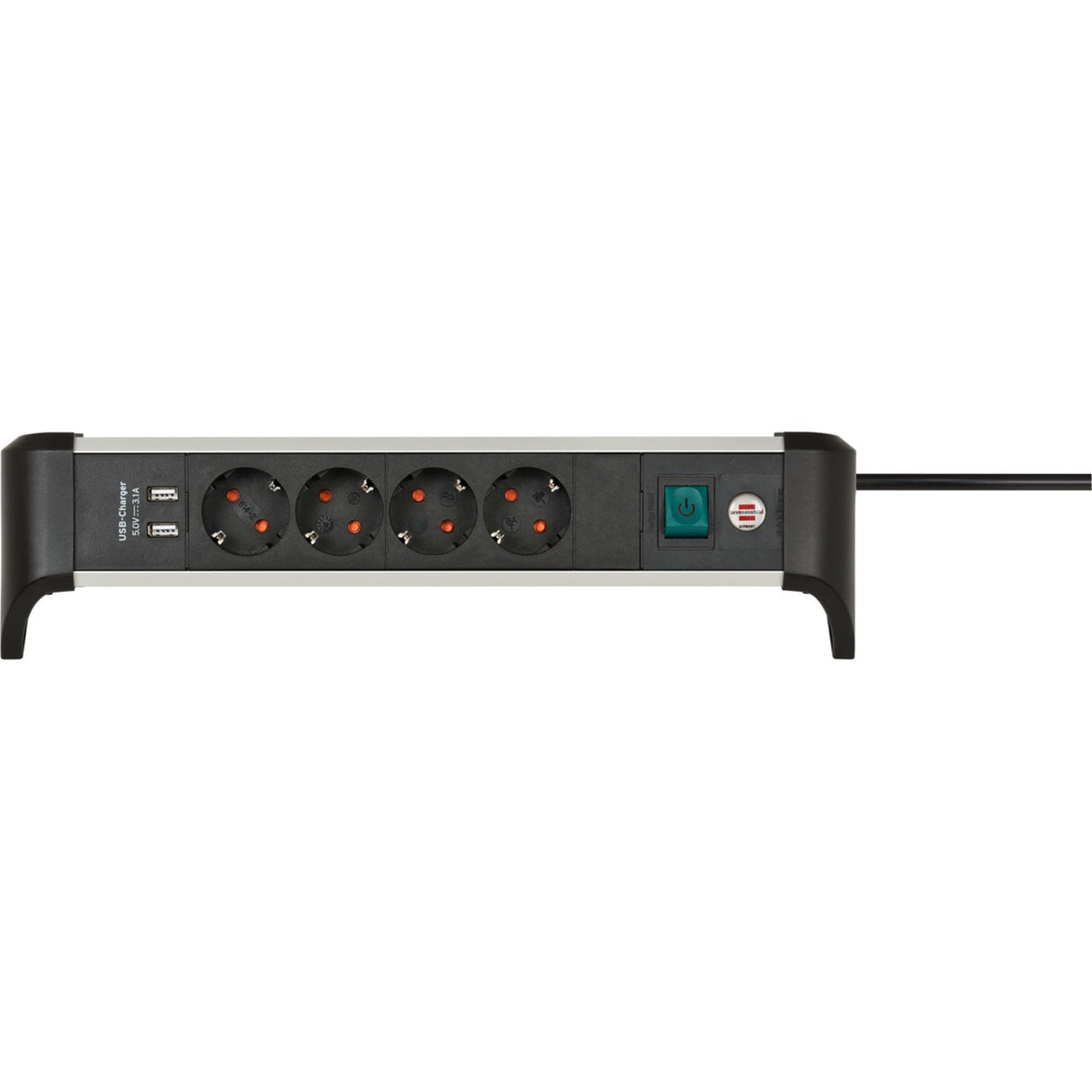 Brennenstuhl alu-office-line-uttag med USB-lastningsfunktion 4-