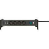 Brennenstuhl alu-office-line-uttag med USB-lastningsfunktion 4-