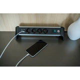 Brennenstuhl alu-office-line-uttag med USB-lastningsfunktion 4-