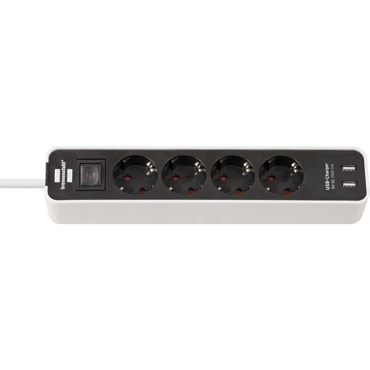 Brennenstuhl Socket s přepínačem 4 připojení + 2 USB porty bílé
