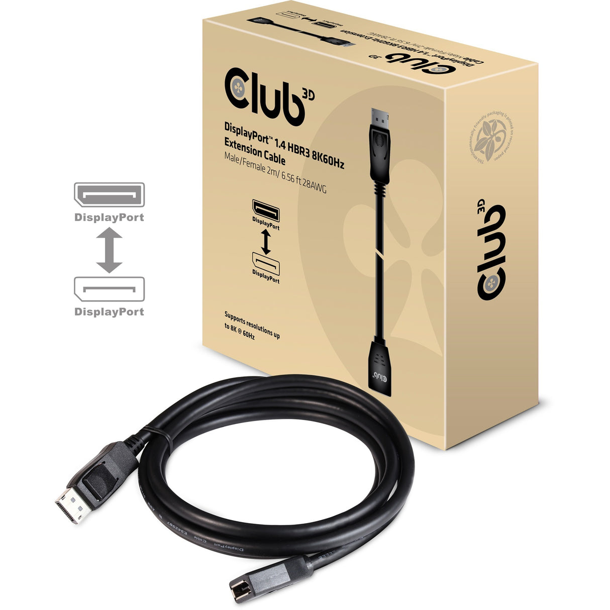 Club 3D DisplayPort 1.4 HBR3 Extension Cable 8K60Hz M F