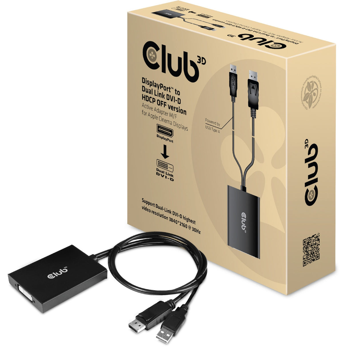 Club 3D DisplayPort til Dual Link DVI-D HDCP Off Version AC