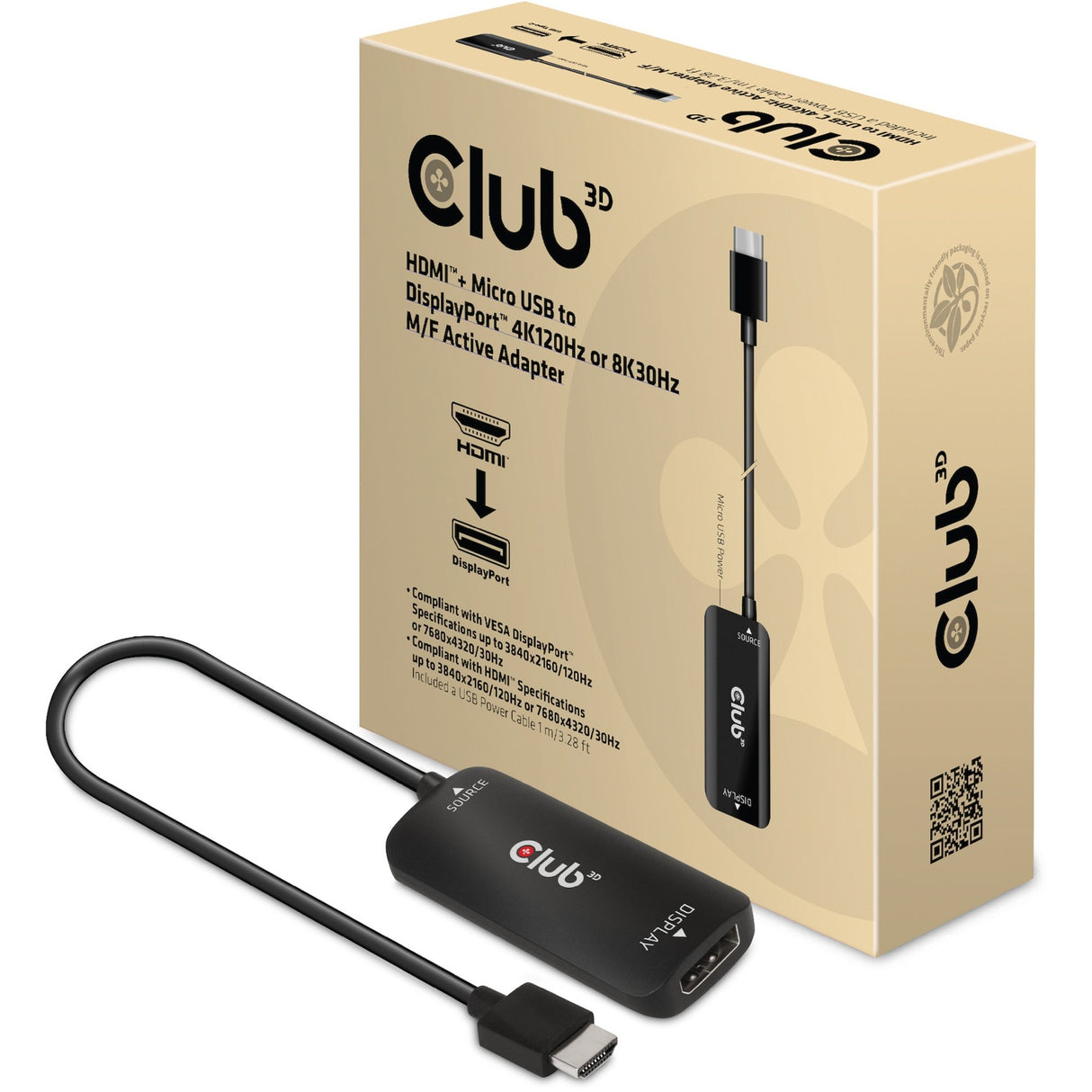 Club 3D HDMI + Micro USB a Displayport Active Adapter