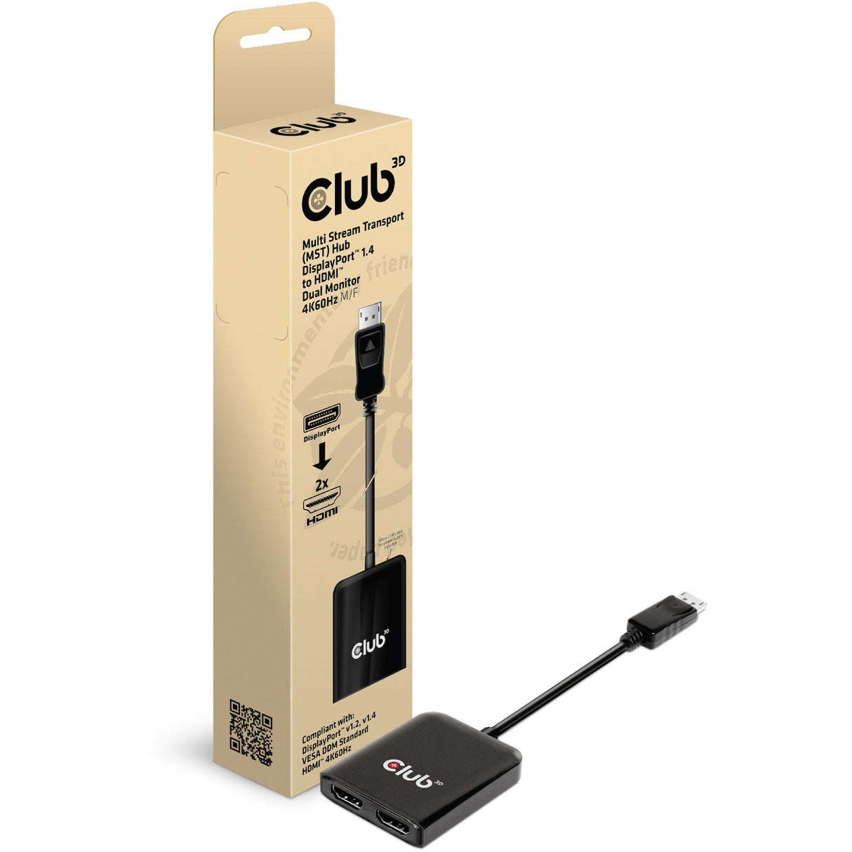 Club 3D Multi Stream Transport Hub DisplayPort 1.4 a 2x