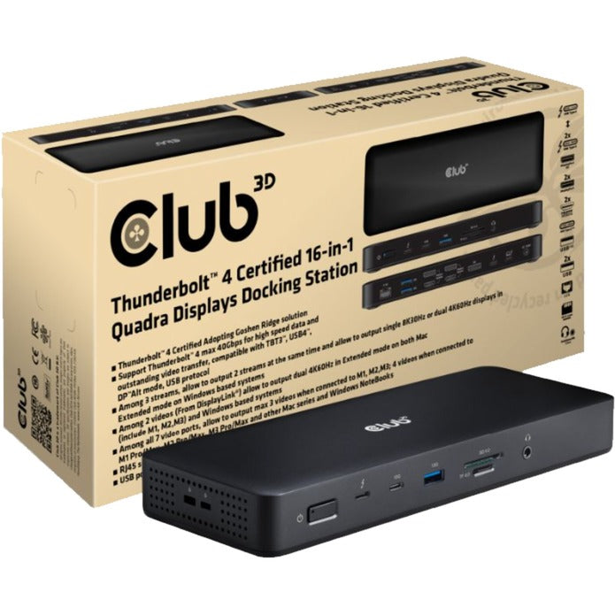 Club 3d Thunderbolt 4, 16-in-1 Quadra prikazuje Dockstation