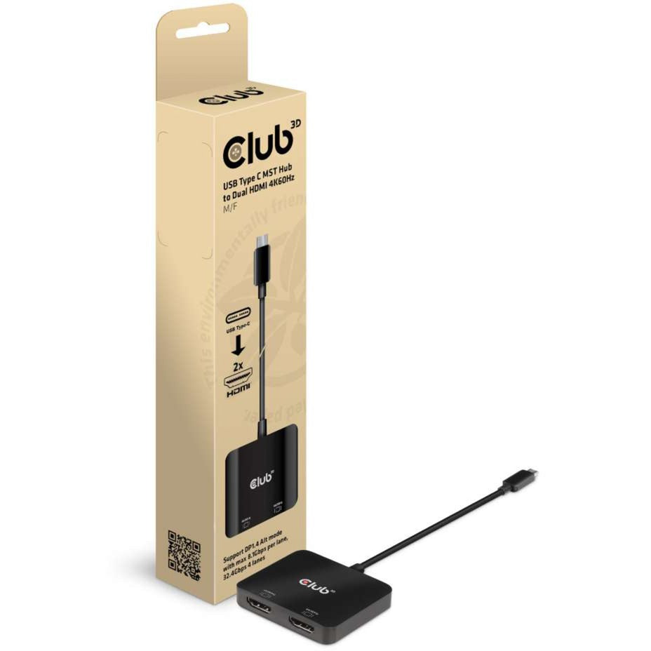 Club 3D USB-C (männlich) zu Dual HDMI (weiblich) 4K 60 Hz Mst H.