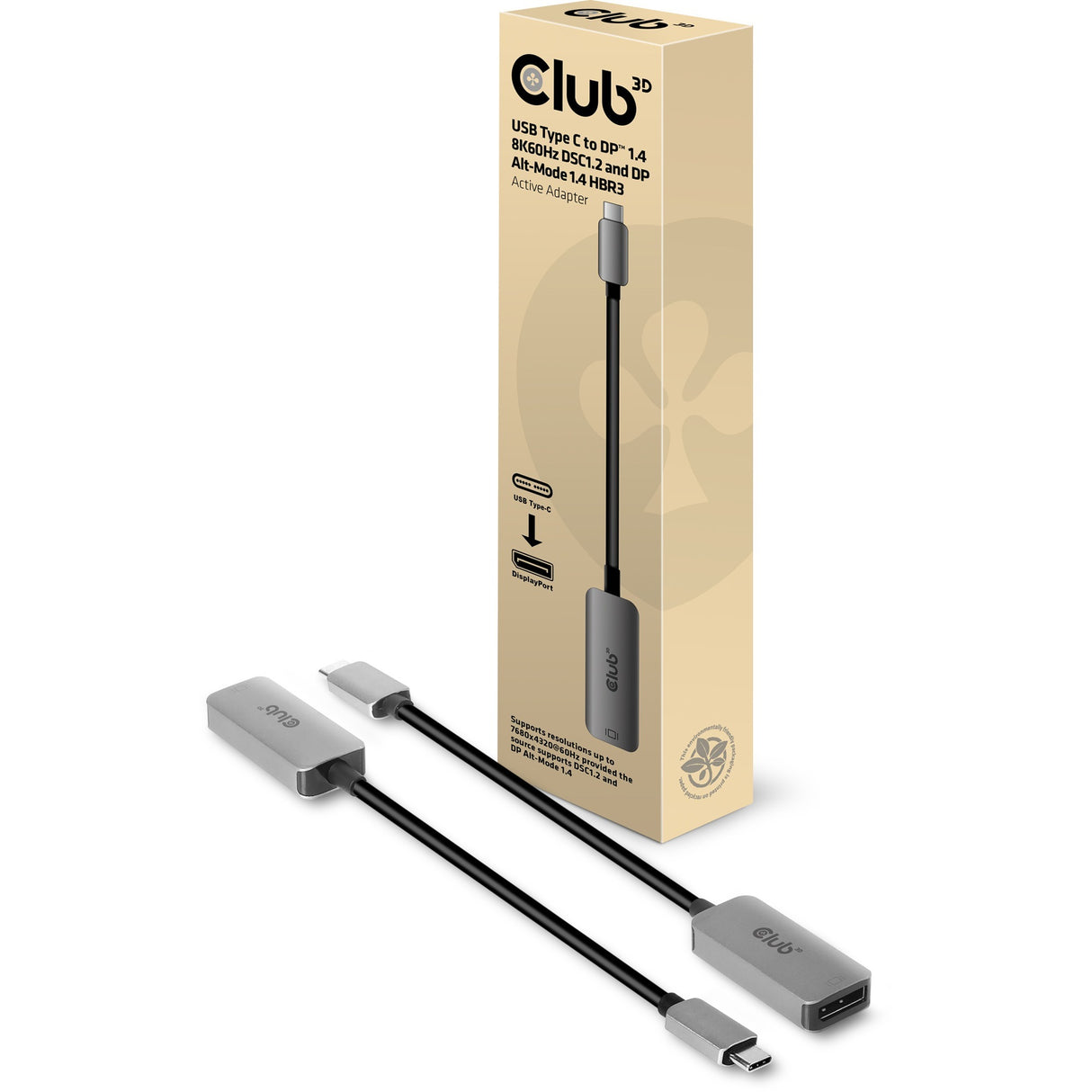 Club 3D USB Tipo C DP1.4 Adaptador activo