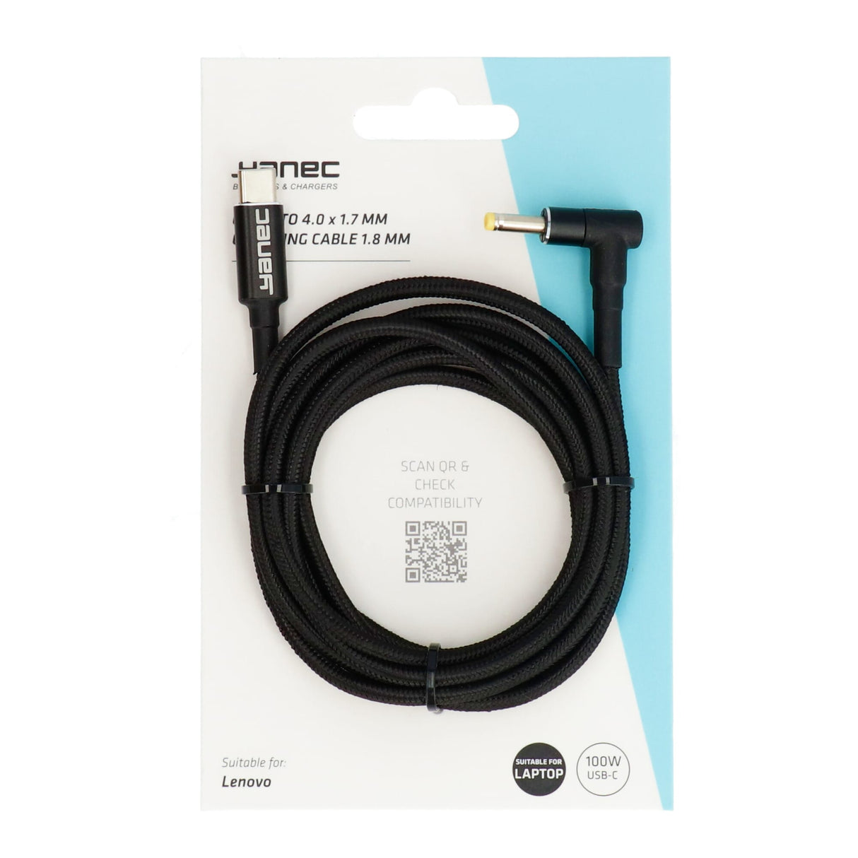 Yanec USB-C à 4,0 x 1,7 mm Câble de charge 1,8 m