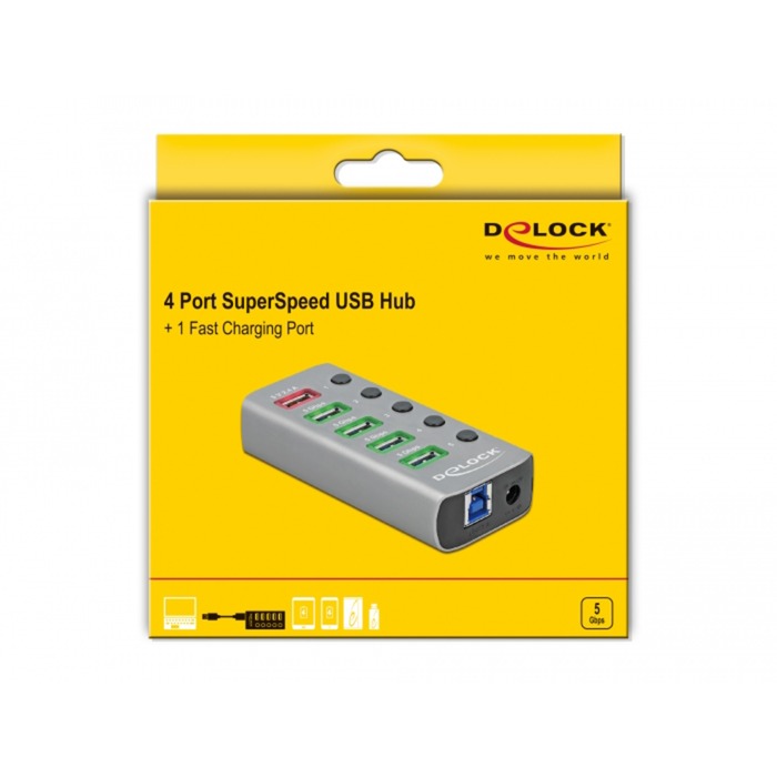 Delock USB 3.2 Gen 1 Hub mit 4 Toren