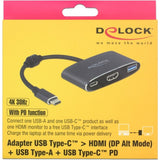Delock USB-C Mand> HDMI kvindelig + USB-A + USB-C PD