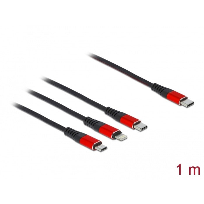 DeLOCK USB-oplaadkabel 3-in-1 USB-C naar Lightning + Micr