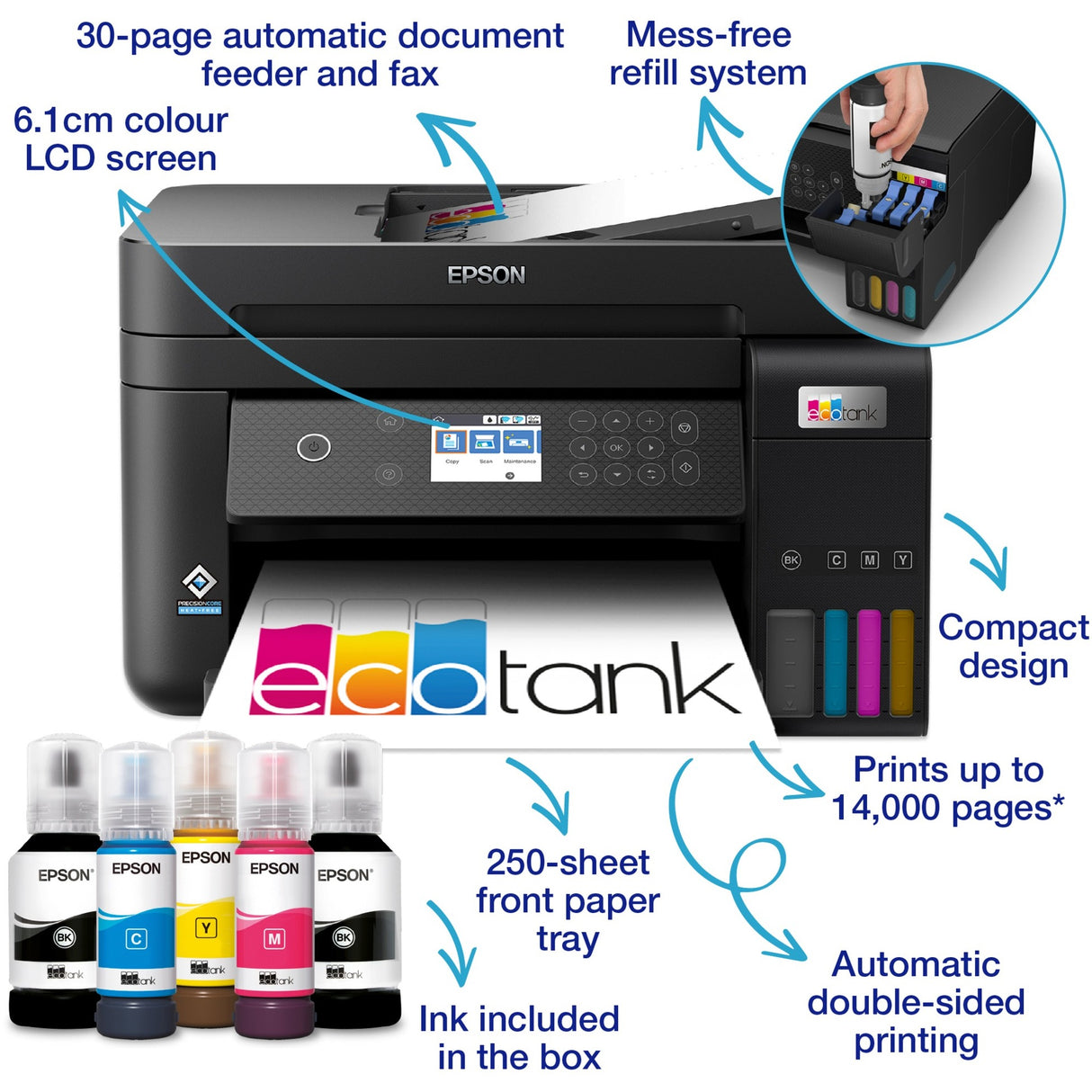 Epson EcoTank ET-3850 A4 multifunctionele Wi-Fi-printer