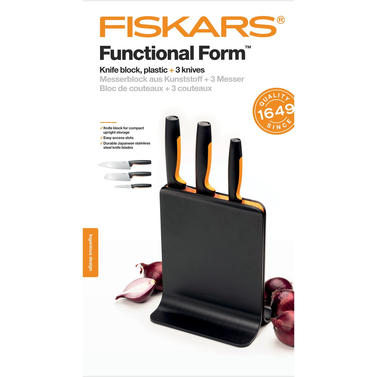 Fiskars Funkcionalna oblika plastičnega nožev s 3 noži