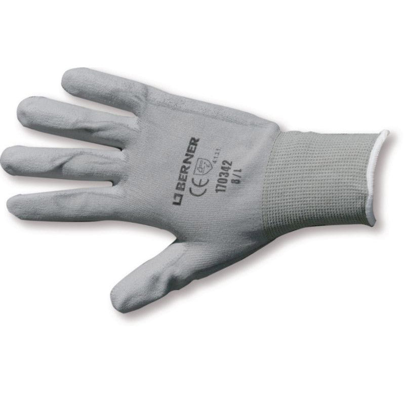 Bernese Work Gloves B-Grip PU size 8 Cat.2 Gray