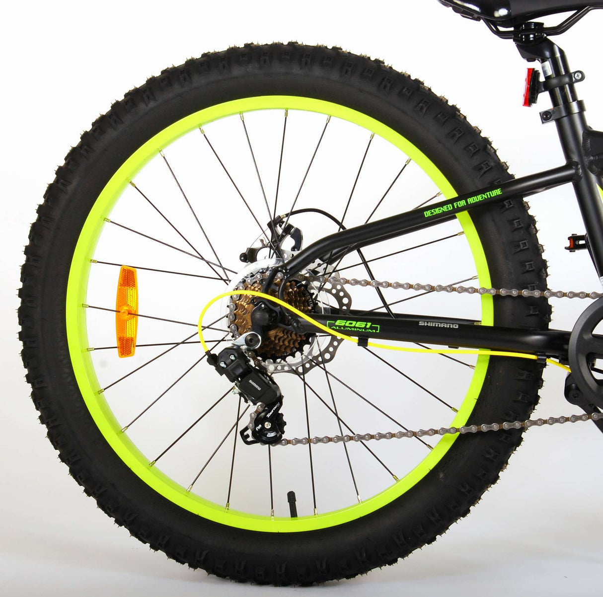 Volare Gradient Children's Bicycle - Pojkar - 24 tum - Black Green Yellow - 7 Speed ​​- Prime Collection