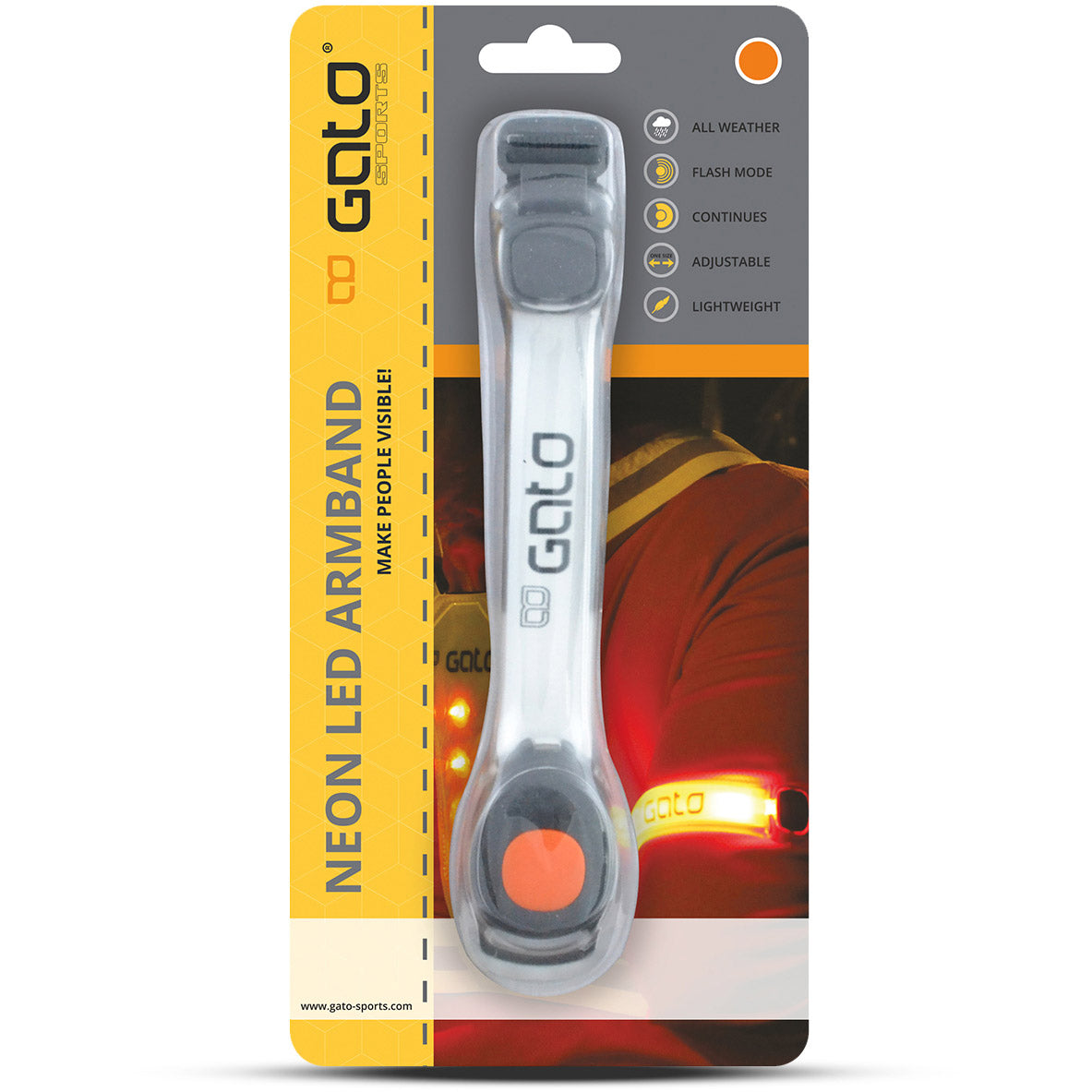 Outwet Gato Bracelet LED USB One Size Neon Oranje