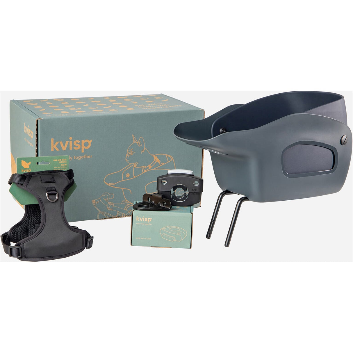 Kvisp Kvisp Dog basket with Harness M Midnight Gray