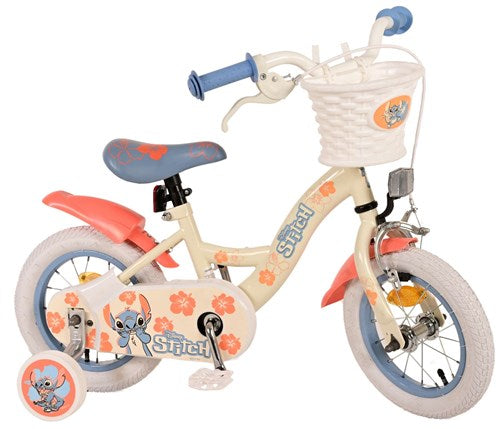 Disney Stitch Dziecięce rower - dziewczyny - 12 cali - Cream Coral Blue