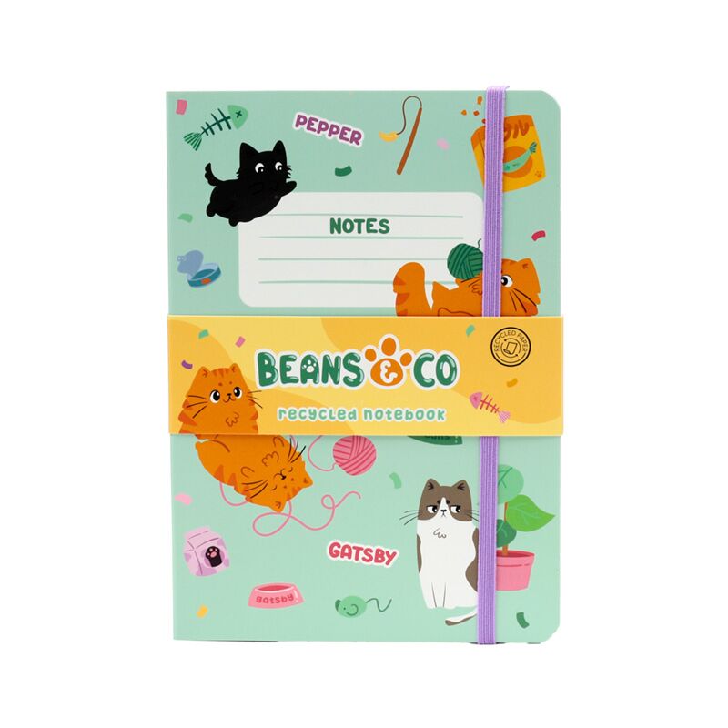 BASS CO Cats Recycled A5 Fored Notebook