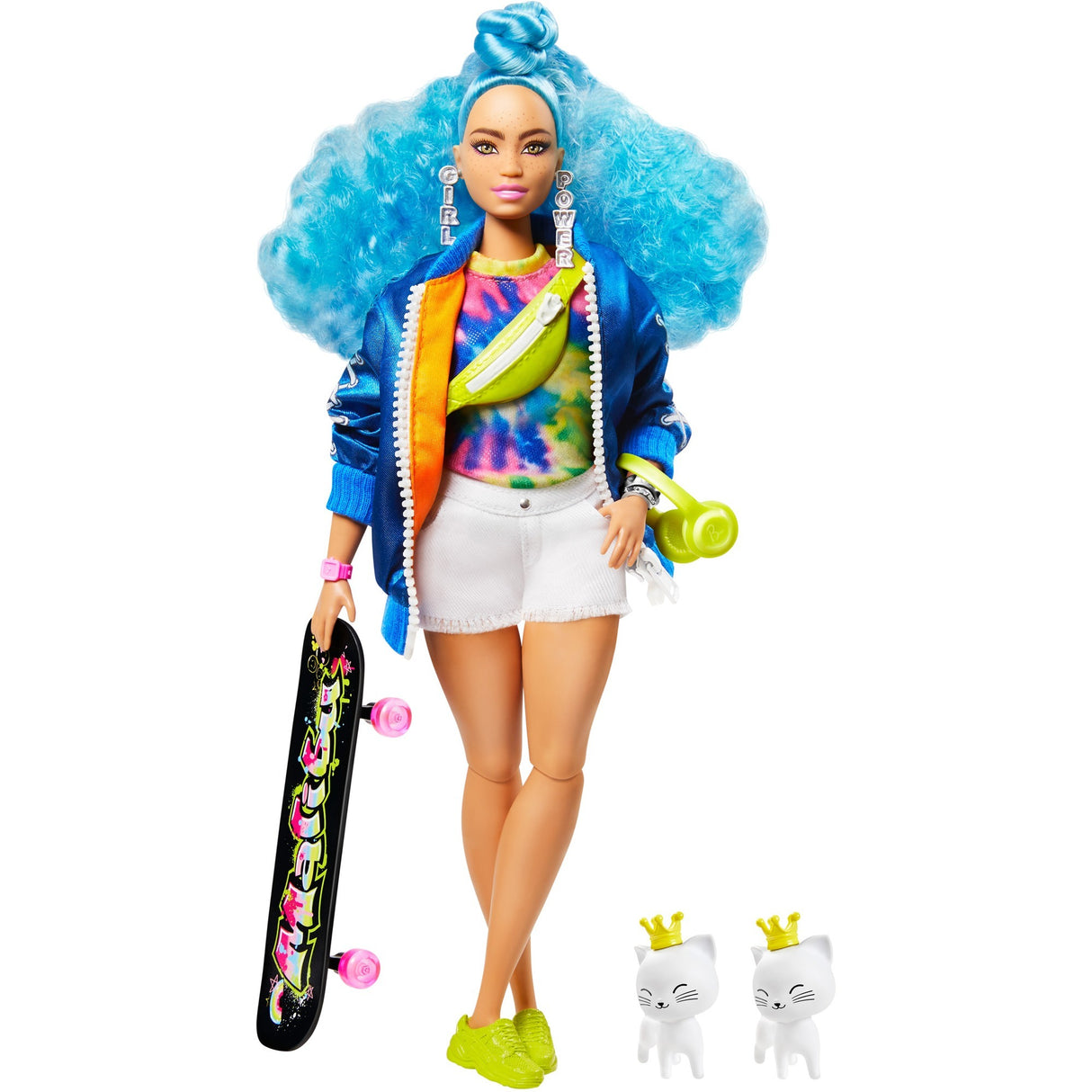 Mattel Extra Doll #4 con skateboard 2 gattini