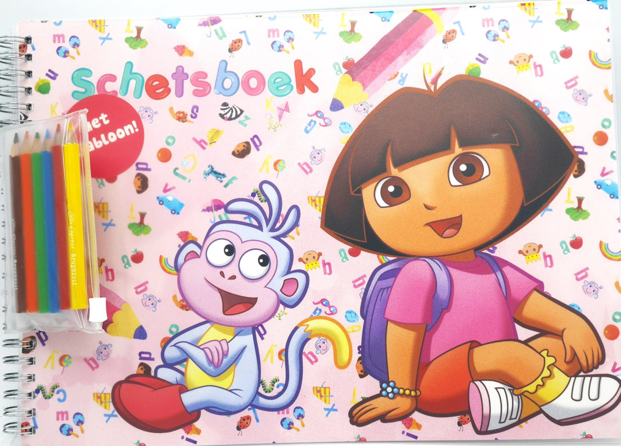 BONGERS TOYS DORA et DIEGO SKEPT CORKET avec 6 crayons de couleur et modèle de dessin