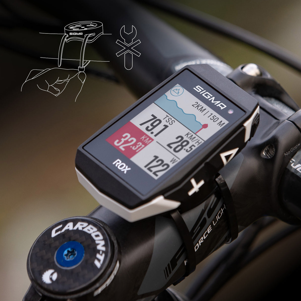 Sigma Rox 11.1 EVO GPS ZW bílý standardní držák řízení + USB-C nabíjecí kabel