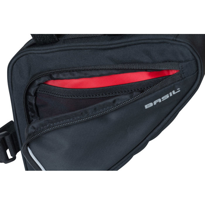 Basilsportdesign Frametas M - Sort cykelpose - 1,7L - Vand -Repellent - Velcro montering