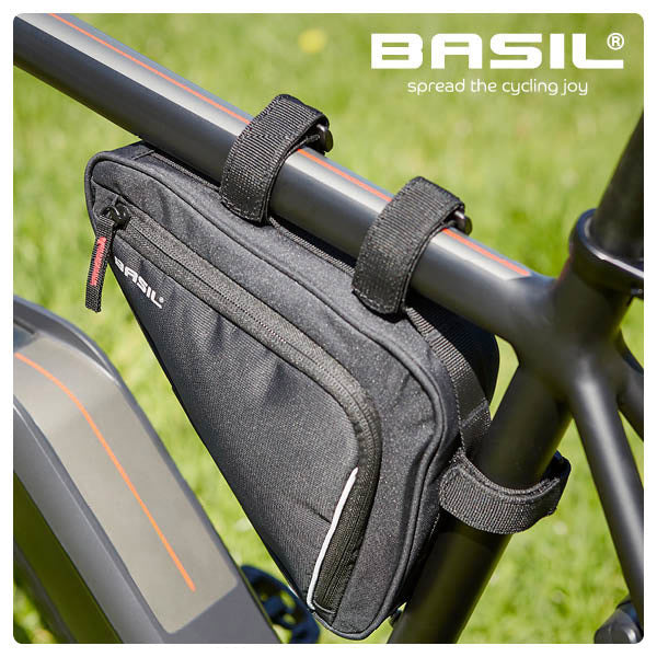 Basilsportdesign Frametas M - Sort cykelpose - 1,7L - Vand -Repellent - Velcro montering