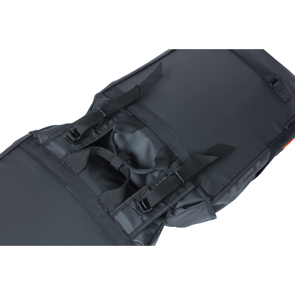 Basil Miles Tarpaulin - Double Bicycle Bag, Waterproof, 34L, Black Orange