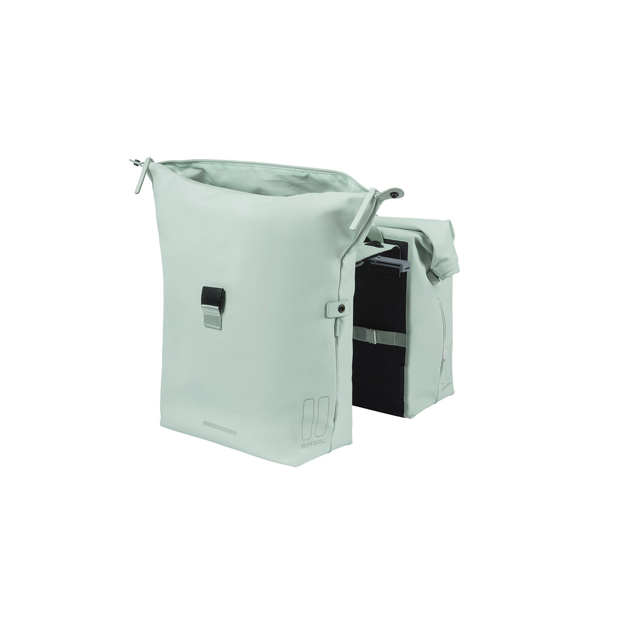 Basil Soho Double Bicycle Bag Nordlicht Mik Pastel Groen, Waterproof, 41L, LED lighting