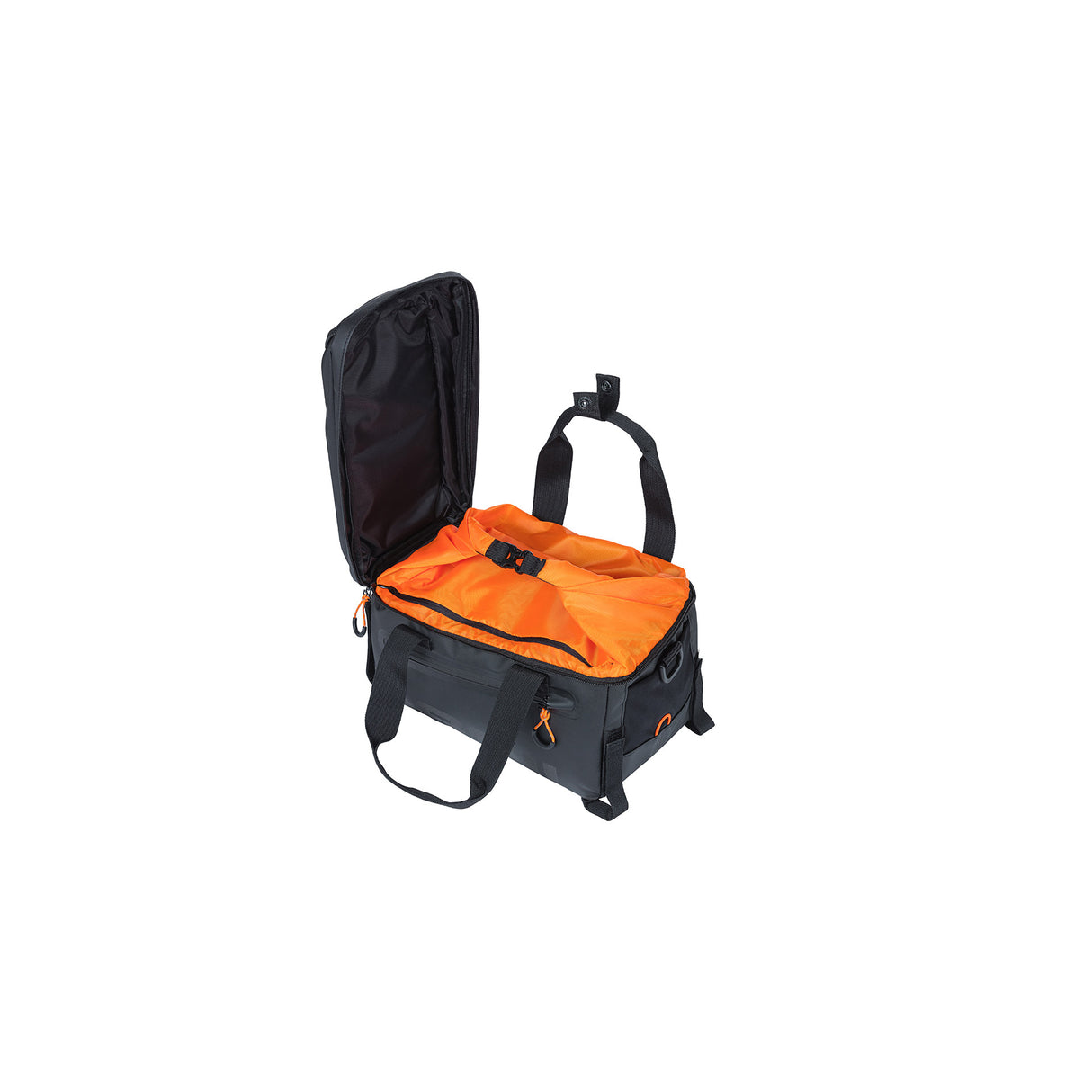 Basil Miles Bagage Thruinga taske - Sporty cykelpose til mænd og kvinder - sort orange - vandtæt - 7 liter