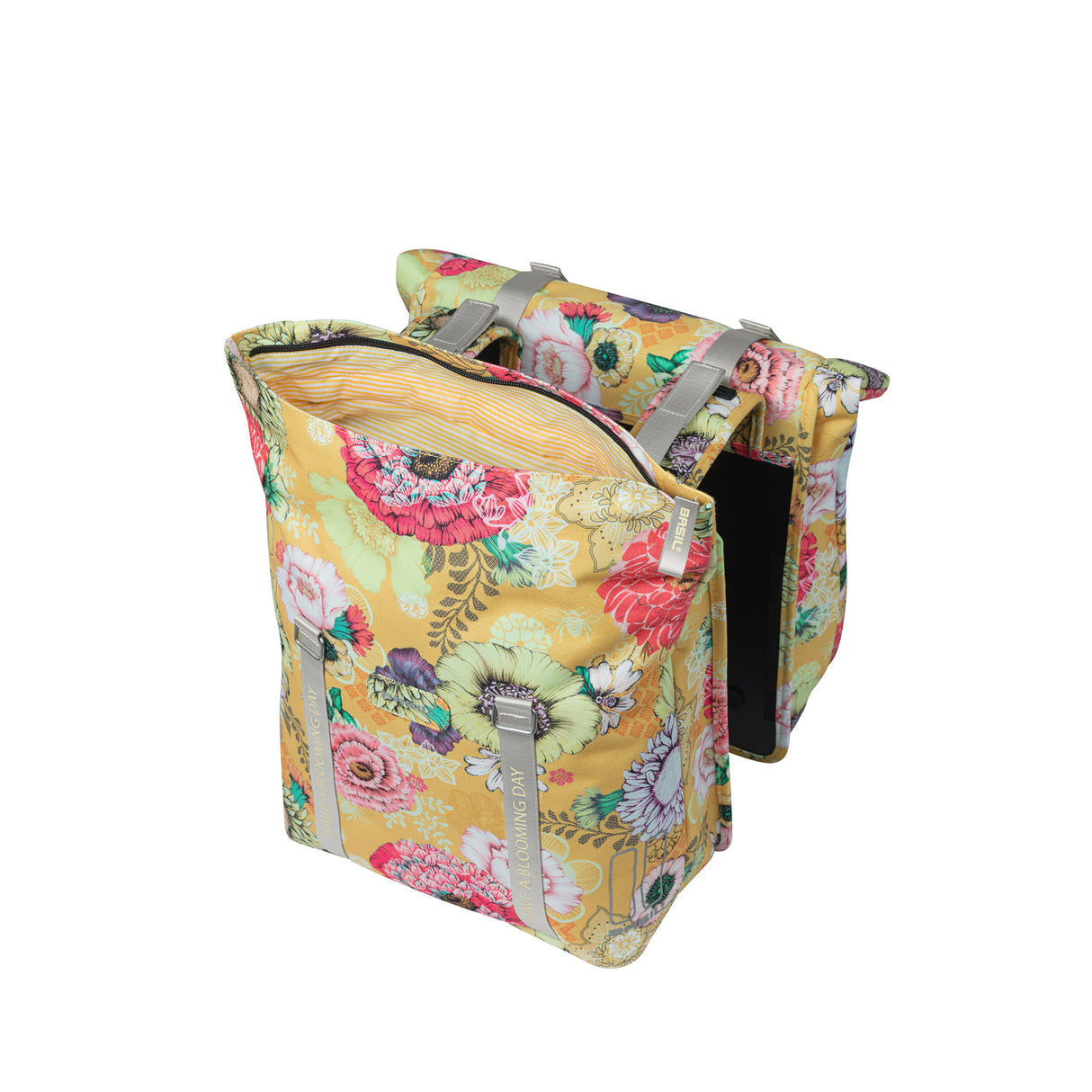 Basil Bloom Field Double Bicycle Bag - Waterproof, Fully lined, Honey Yellow