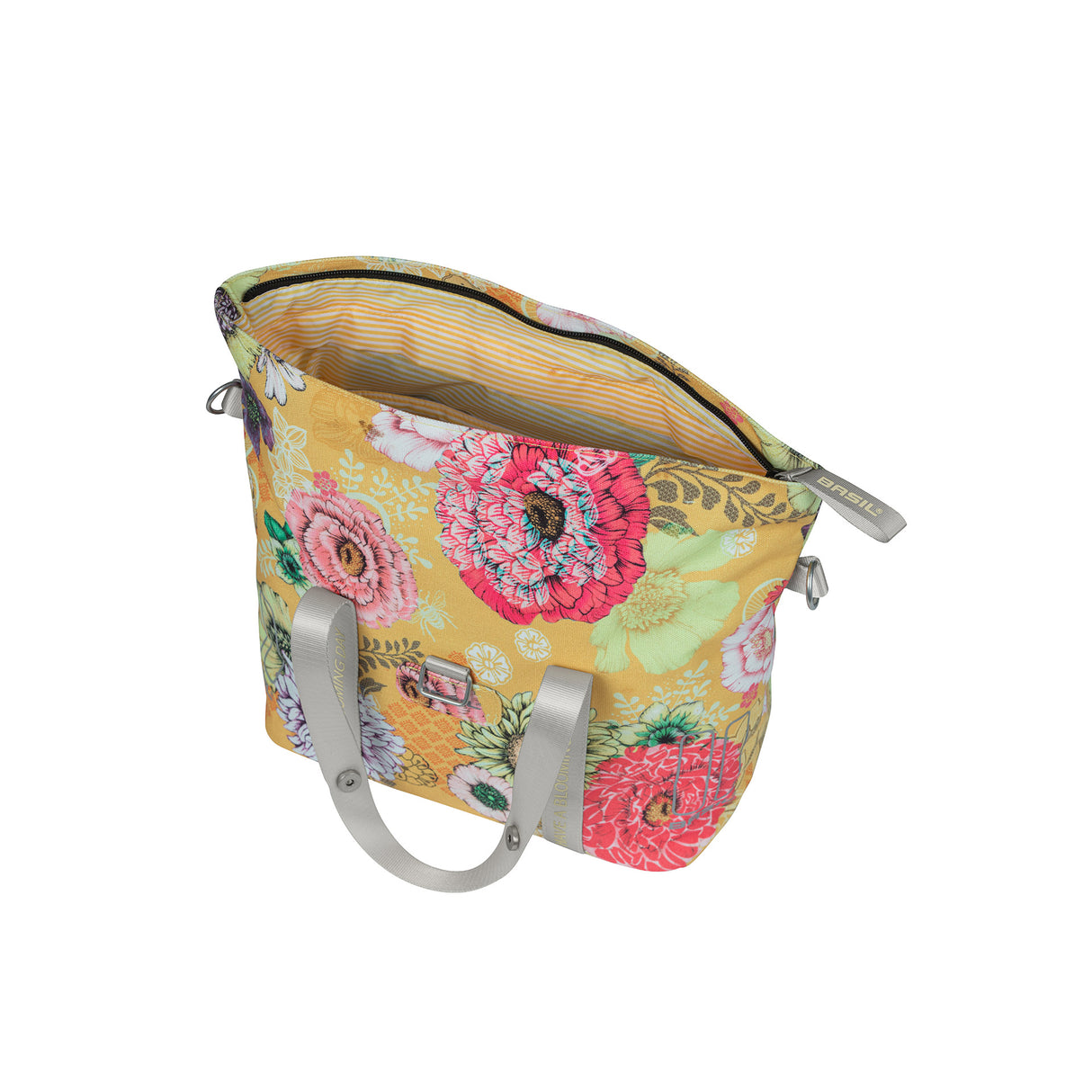 Basil Bloom Field Mik Fietshandbag - Geel, Compact and Durable - 8-11L