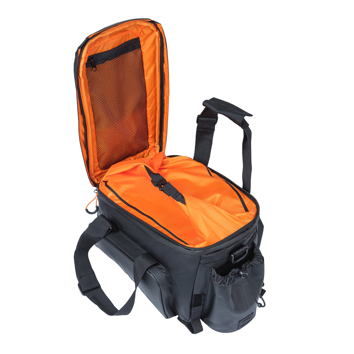 Basil Miles XL Pro bagage trusselpose, sort orange, vandtæt, 9-36L, egnet til elektriske cykler