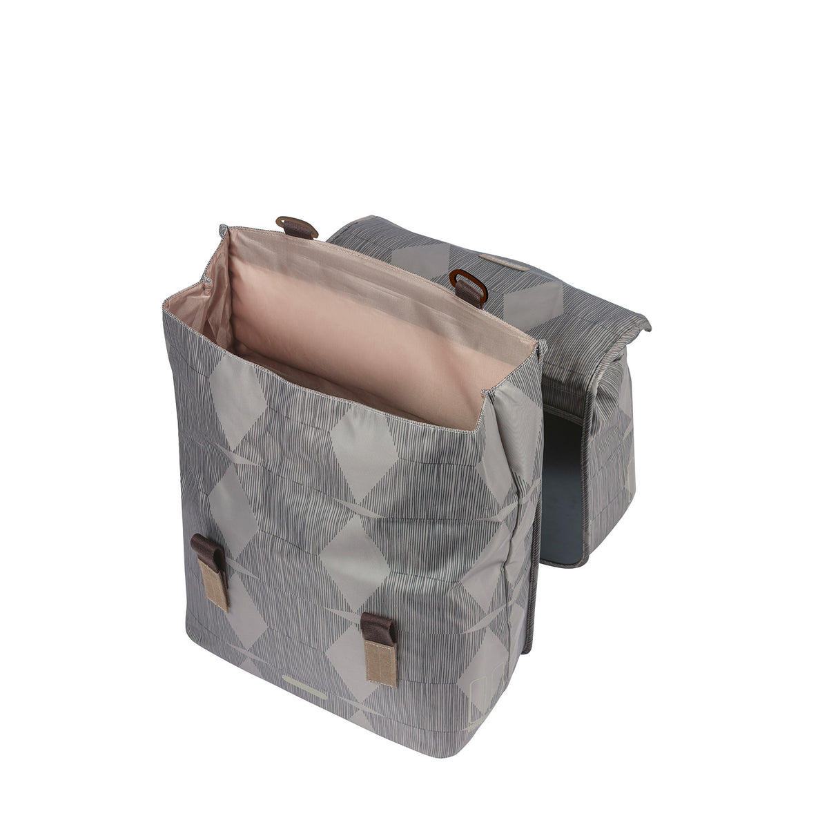 Basil Elegance Double Bicycle Bag, Chateau Taupe, Recycled PET, Universal Bridge, 40-49L