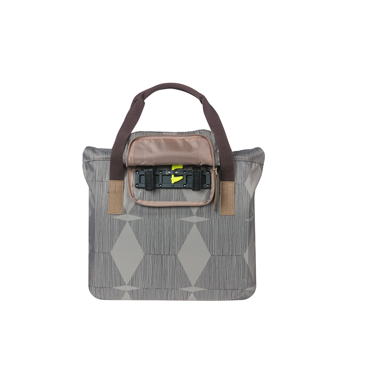 Basil Elegance Fietshopper, Green Pet, Water retaining folding, Poltered hand shoulder straps, 20-26L, Taupe